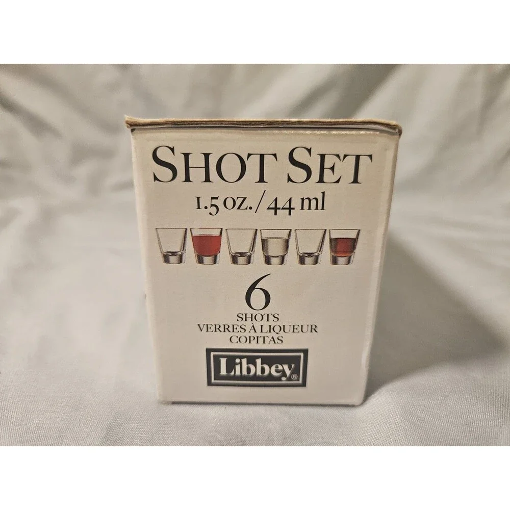 Libbey Shot Set 6 Clear Glass Shot Glasses, 1.5 oz / 44 ml Round - NEW